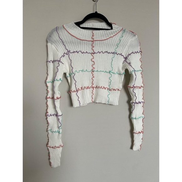 Hot & Delicious 2 Piece Top & Skirt Set Cream w/ Stripe Design - SIze Small - Picture 4 of 15